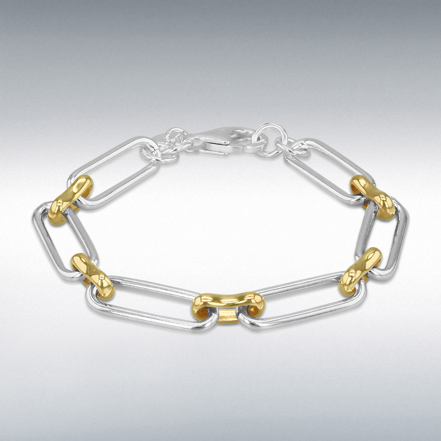 Sterling Silver and Yellow Gold Plated Paper Link Bracelet