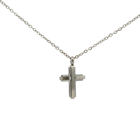 Unique and Co Matt Stainless Steel Cross Necklace 50cm