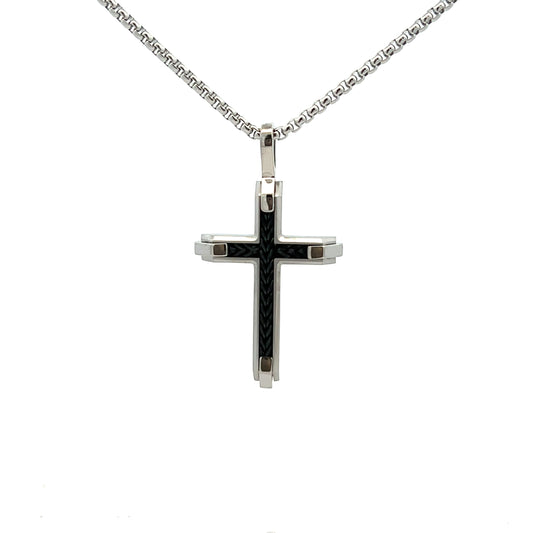 Unique & Co Stainless Steel Black Cross and 50cm Chain