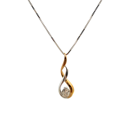 9ct Yellow and White Gold Twist Diamond Necklace