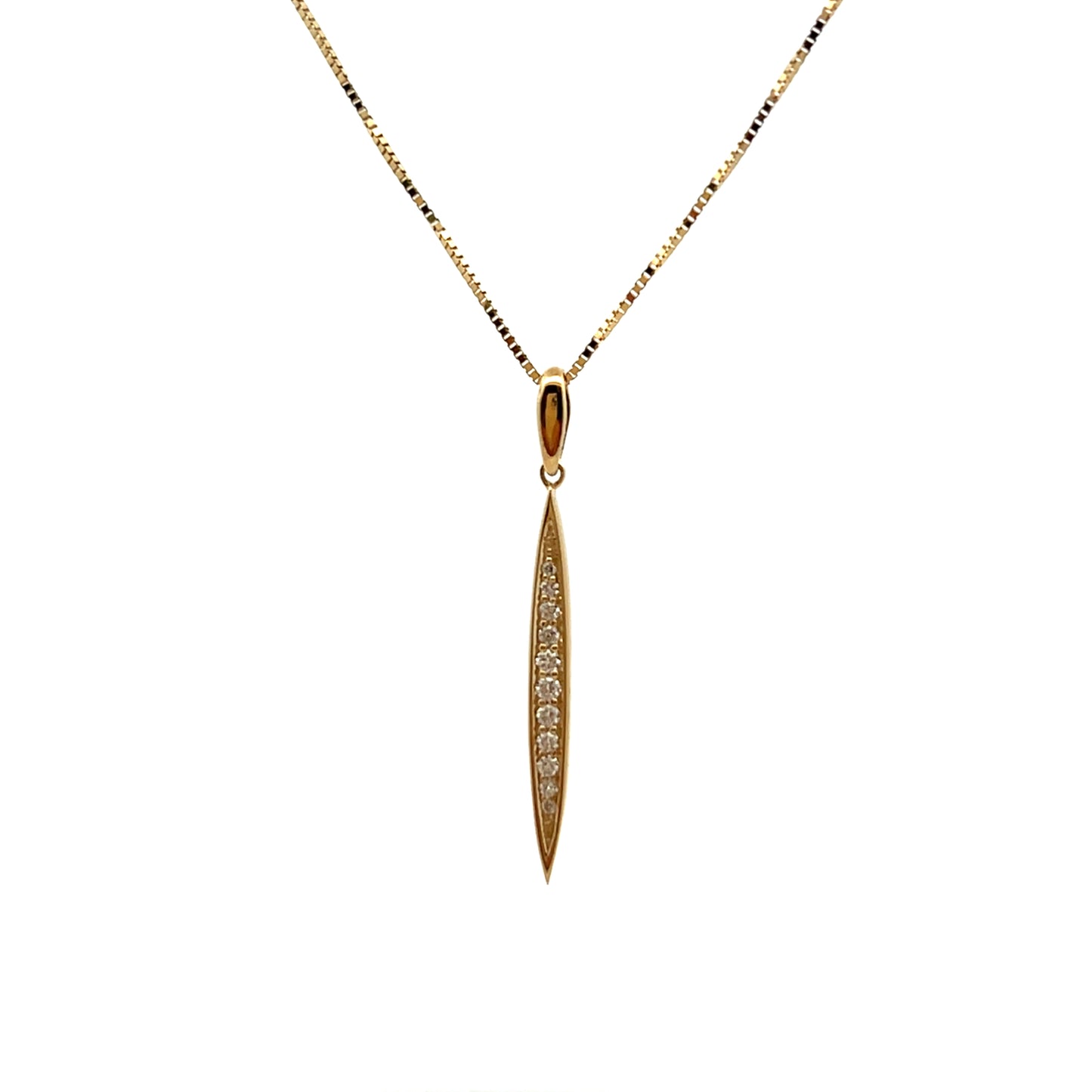 9ct Yellow Gold Elliptical Shape Diamond Necklace