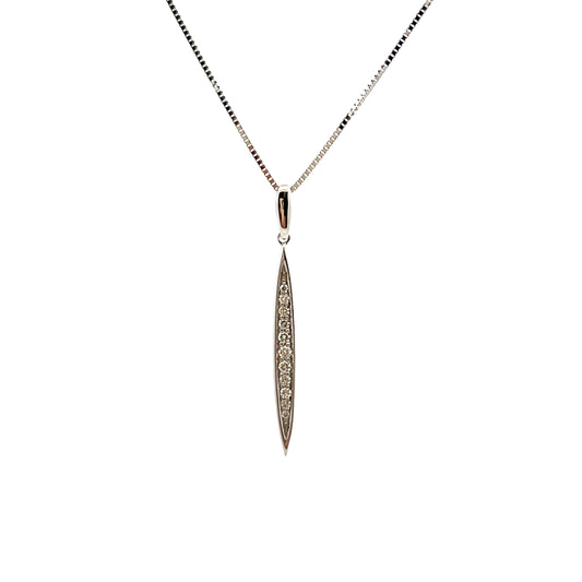 9ct White Gold Diamond Slim Necklace