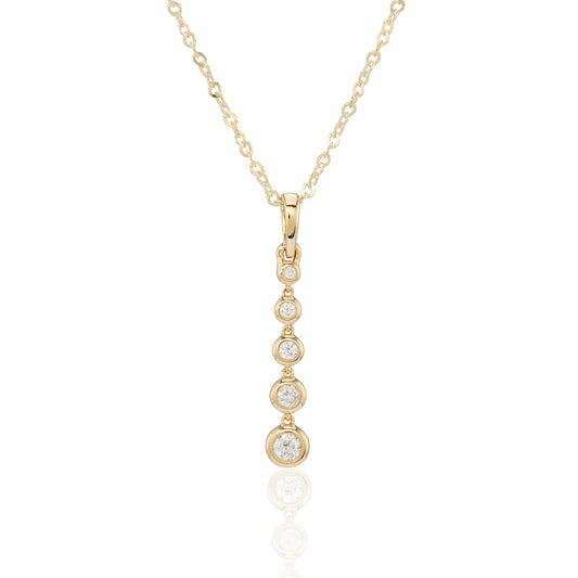 9ct Yellow Gold Diamond Drop Necklace