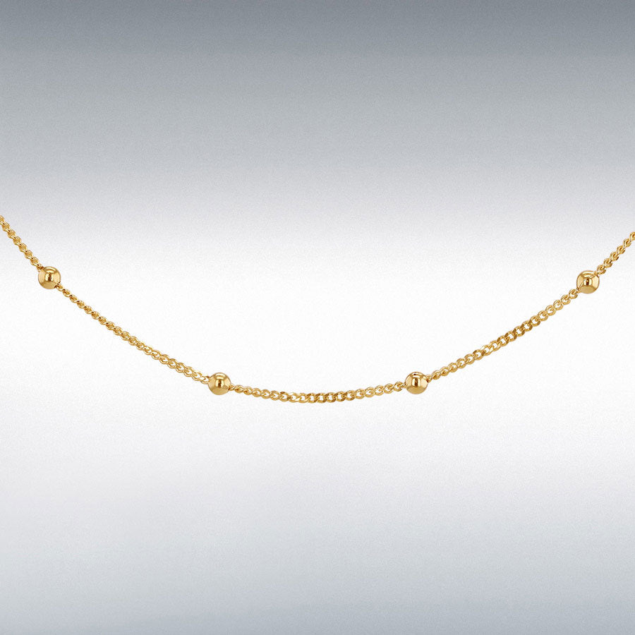 9ct Yellow Gold Curb and Ball Chain 41cm, 16"