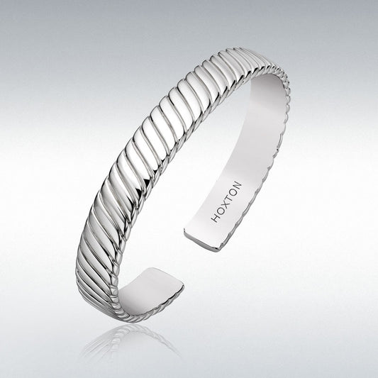 Sterling Silver Mens Twist Bangle
