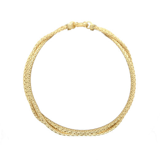 9ct Gold Three Row Hollow Spiga Bracelet