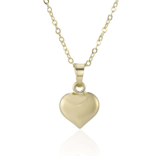 9ct Yellow Gold Mini Puffed Heart And Chain