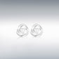 Sterling Silver Three Solid Band Knot Stud Earrings