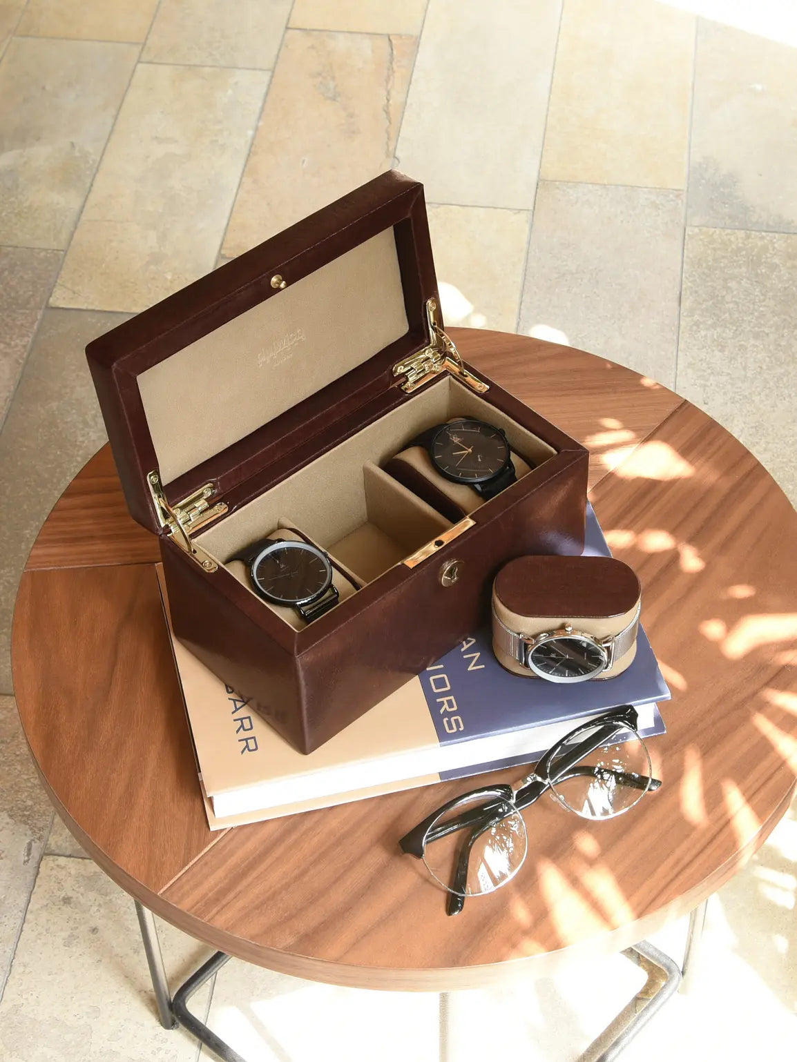 Dulwich Windsor Chestnut Brown Three Watch Box