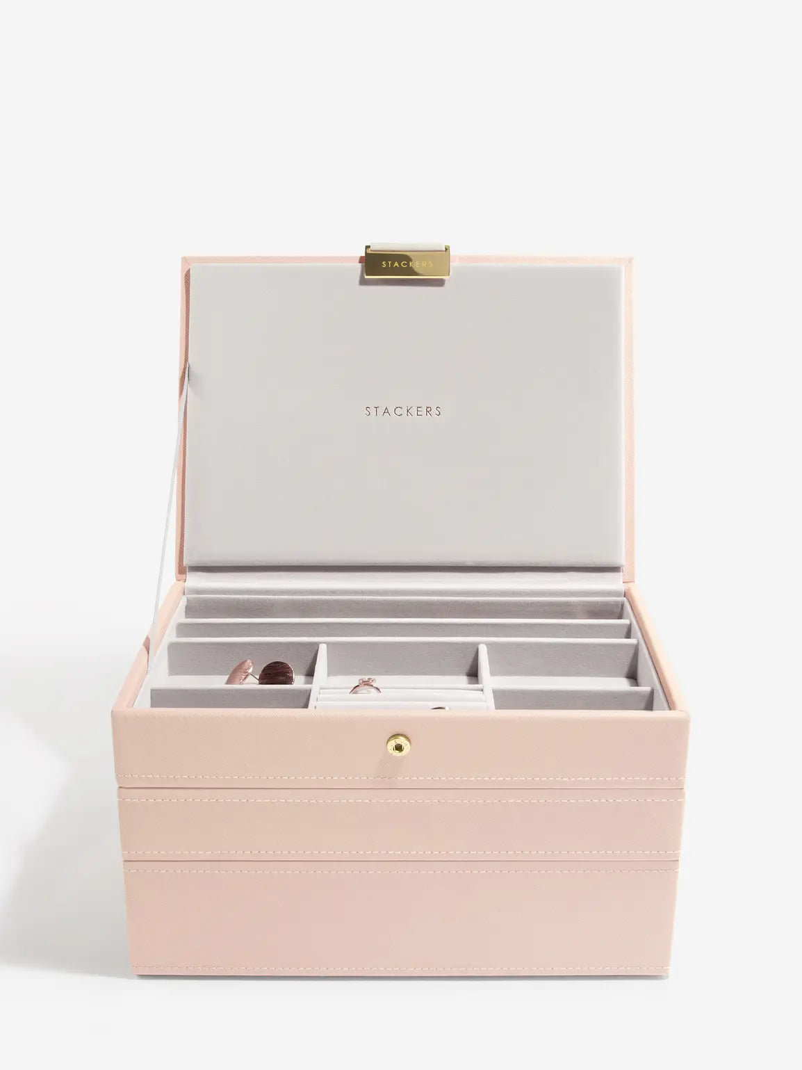 Stackers Classic Blush Champagne Gold Classic Stack of Three Jewellery Box