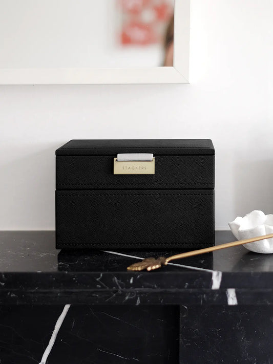 Stackers Black Mini Set of Two Layers Jewellery Box