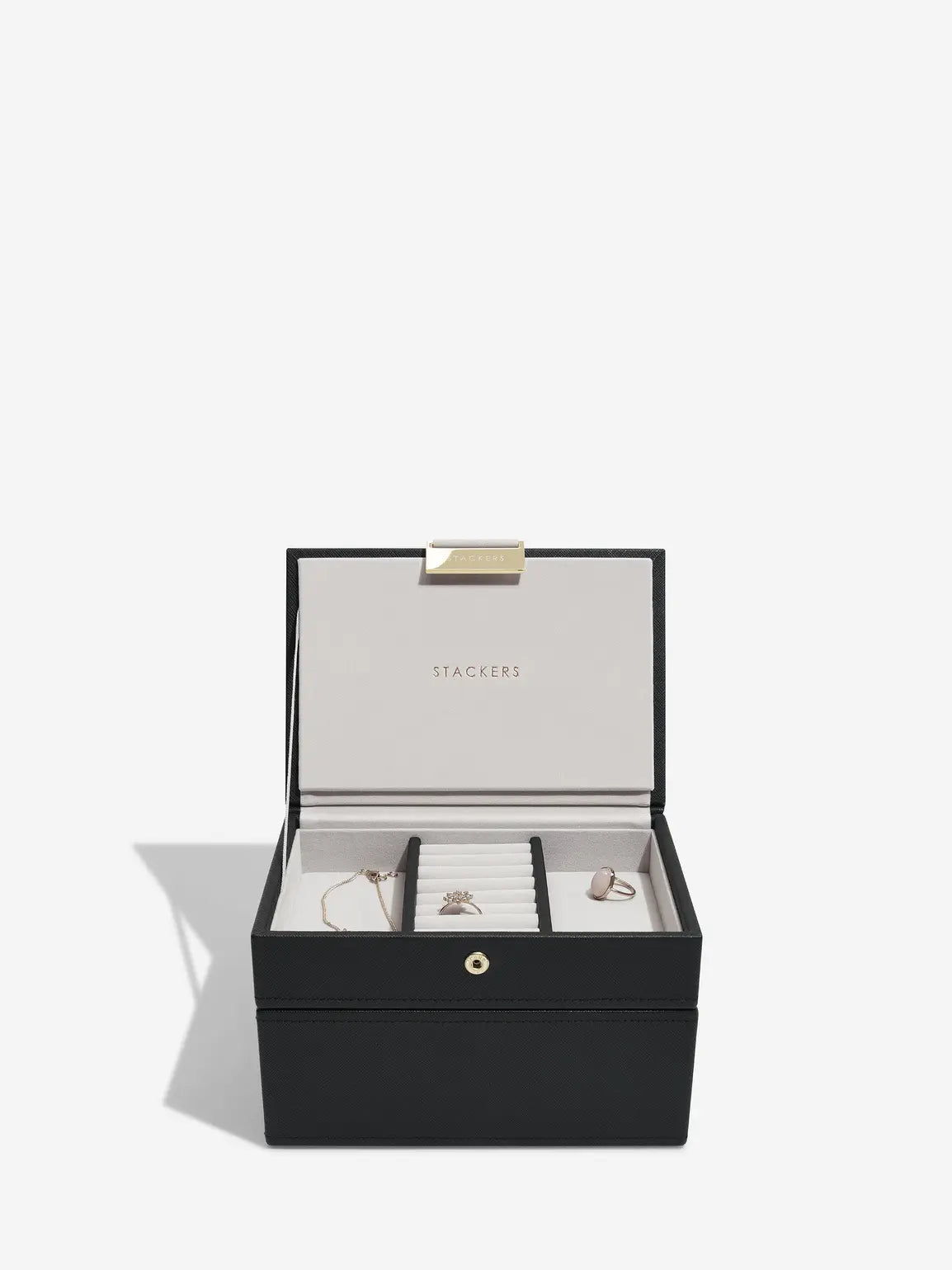 Stackers Black Mini Set of Two Layers Jewellery Box