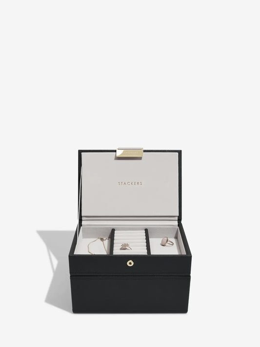 Stackers Black Mini Set of Two Layers Jewellery Box