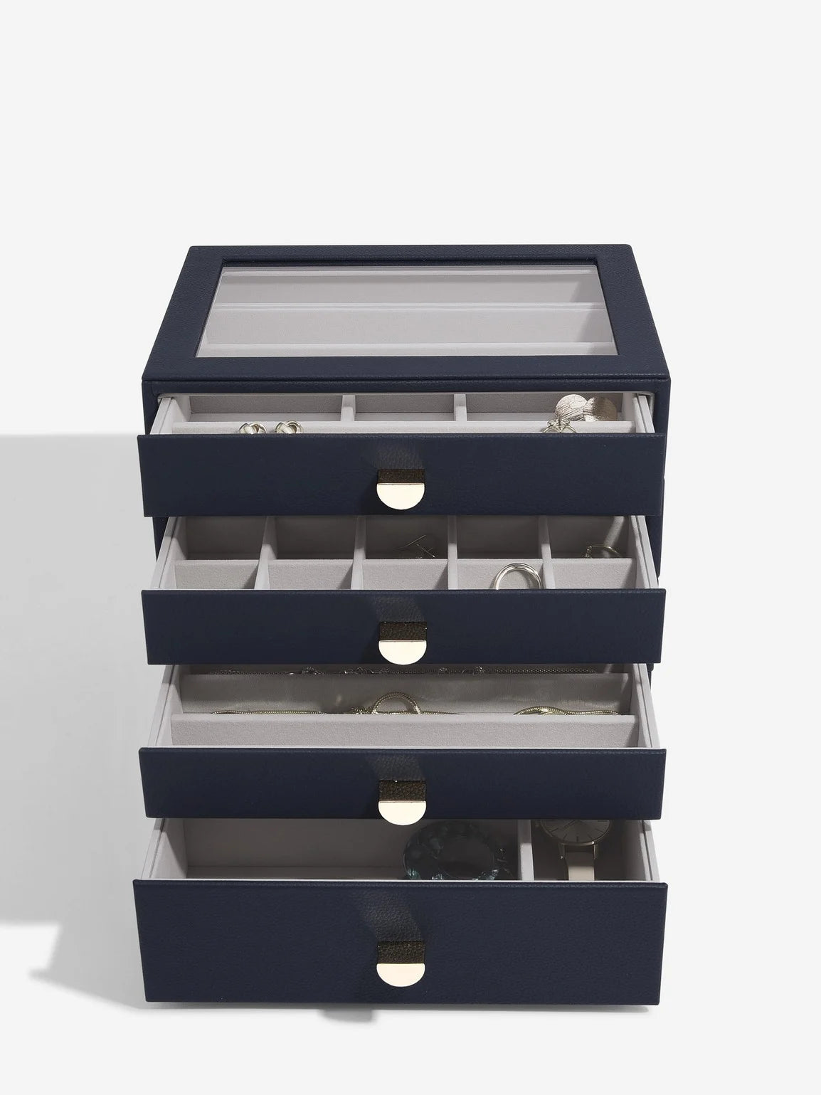 Stackers Classic Navy Drawer Set of Four Jewellery Storage