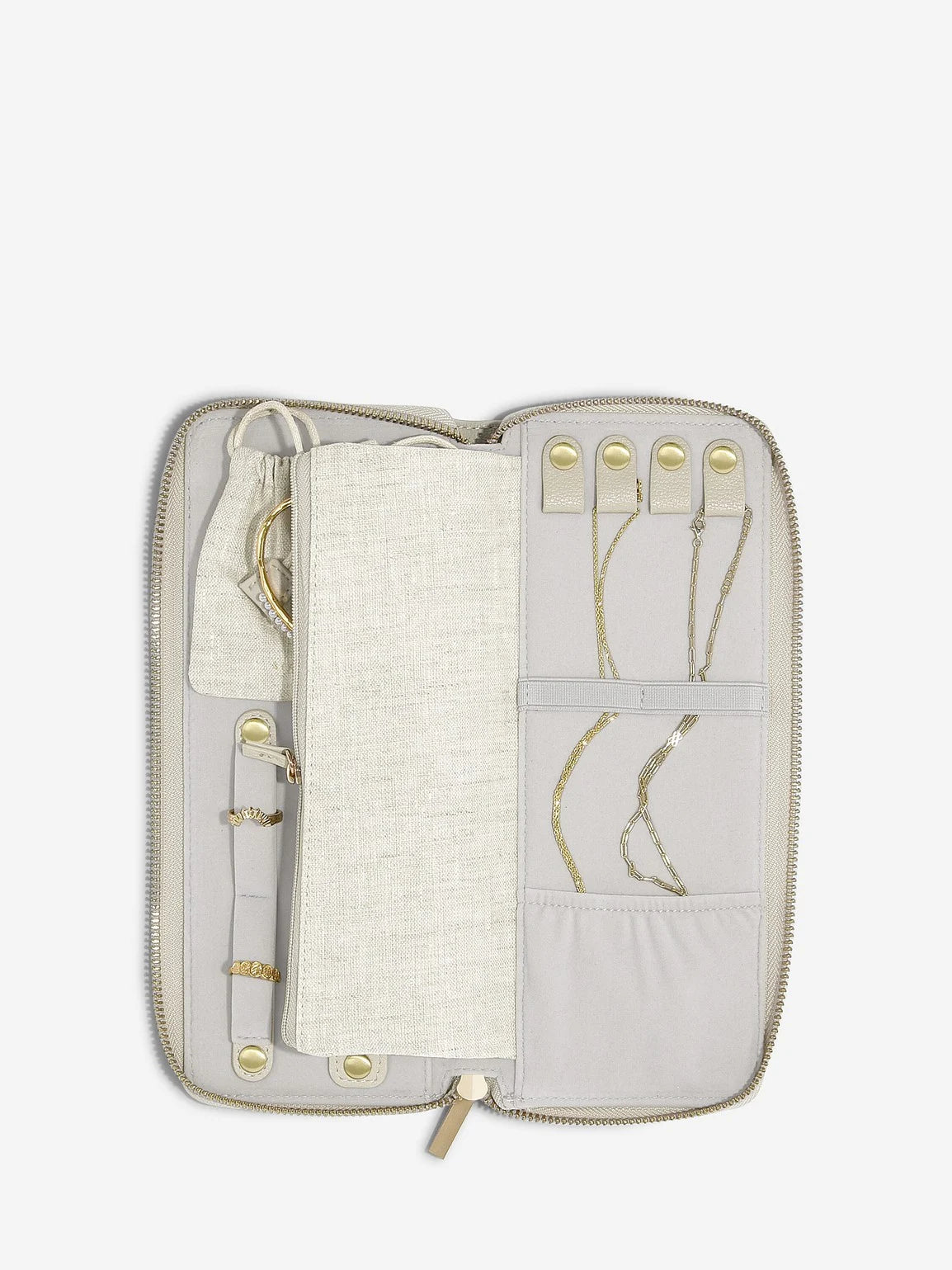 Stackers Linen And Oatmeal Jewellery Roll