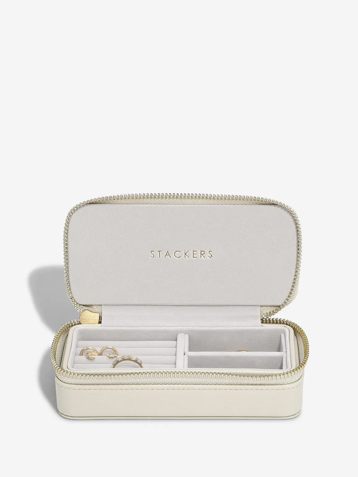 Stackers Linen Oatmeal Mid Zipped Travel Jewellery Box
