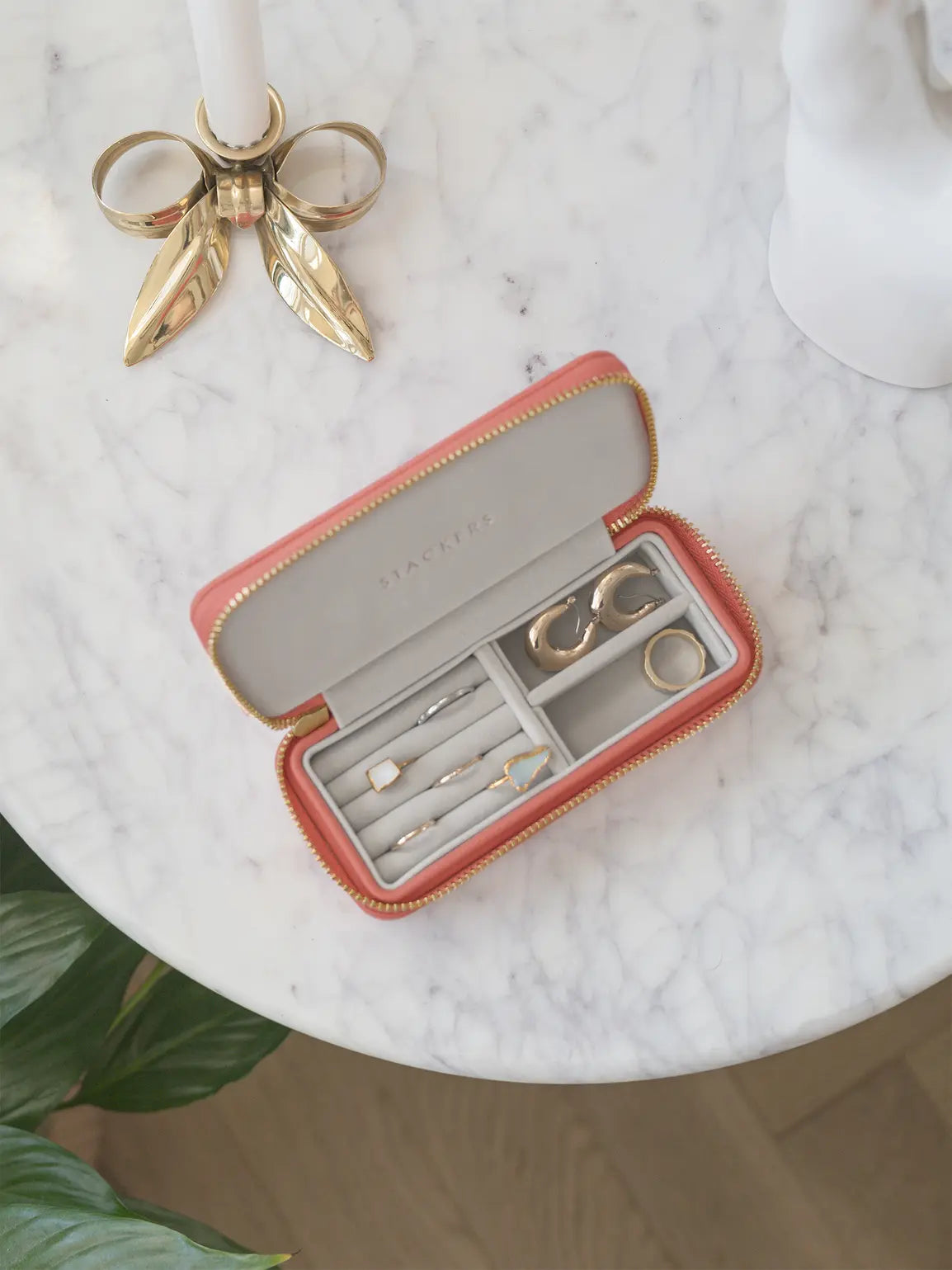Stackers Grapefruit Medium Zipped Travel Jewellery Box