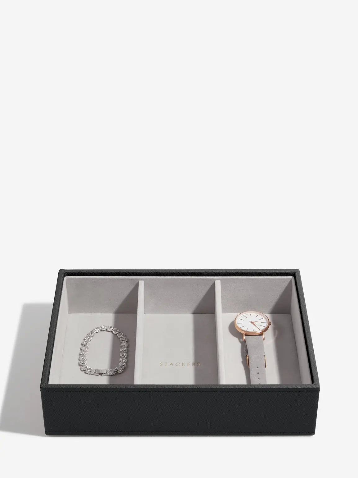 Stackers Classic Raffia Black Jewellery Storage Box Set of 3