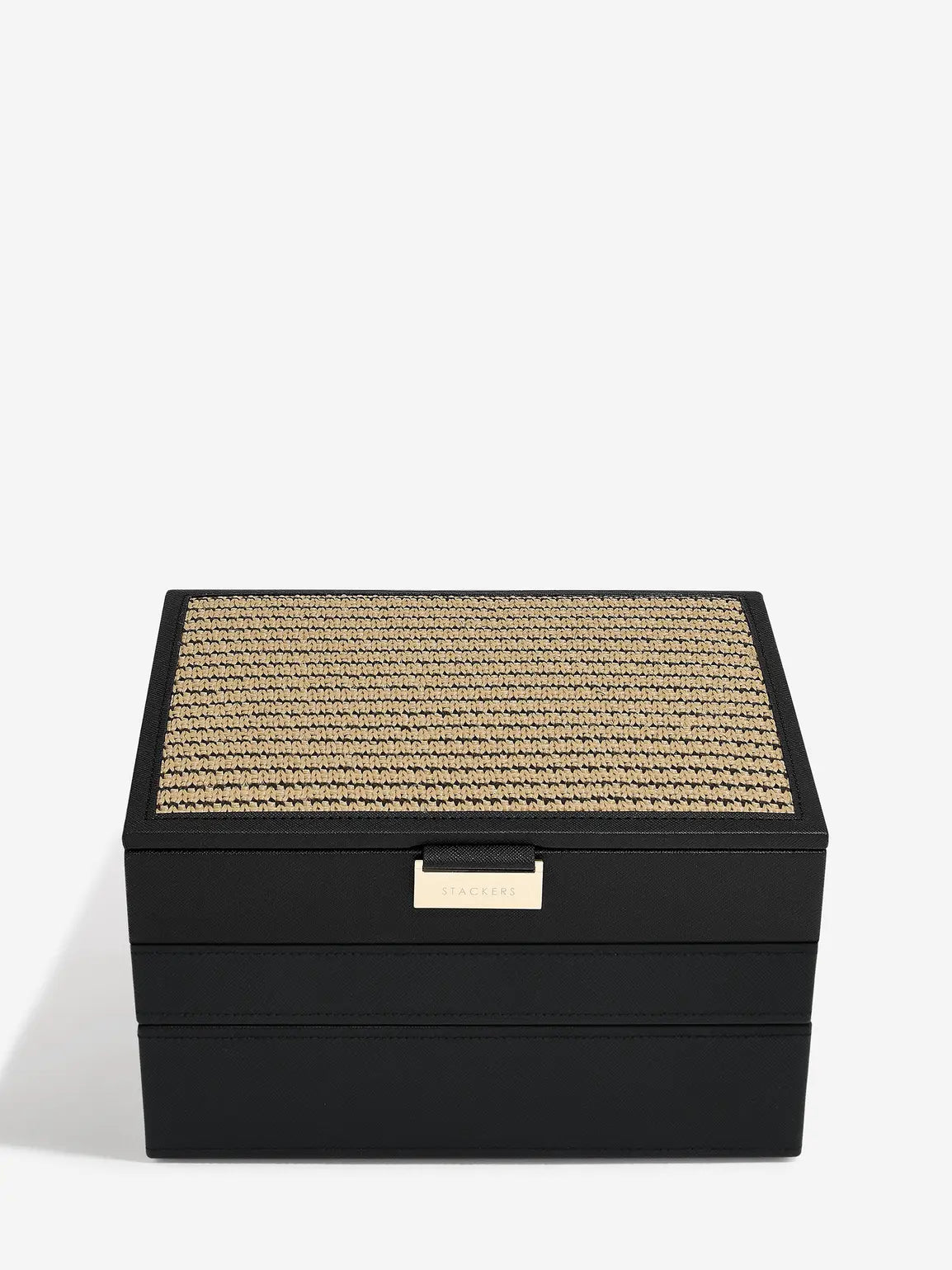 Stackers Classic Raffia Black Jewellery Storage Box Set of 3