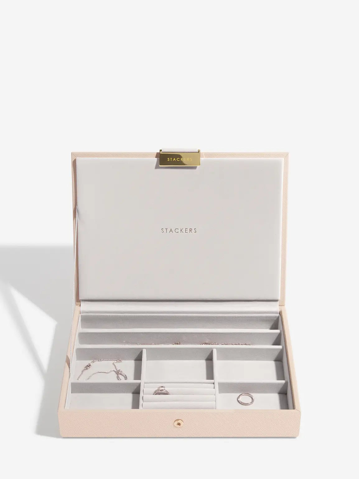 Stackers Classic Raffia Blush Classic 3 Layer Jewellery Storage Box