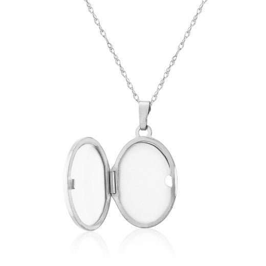 Sterling Silver Mother of Pearl Inlay Locket and Chain