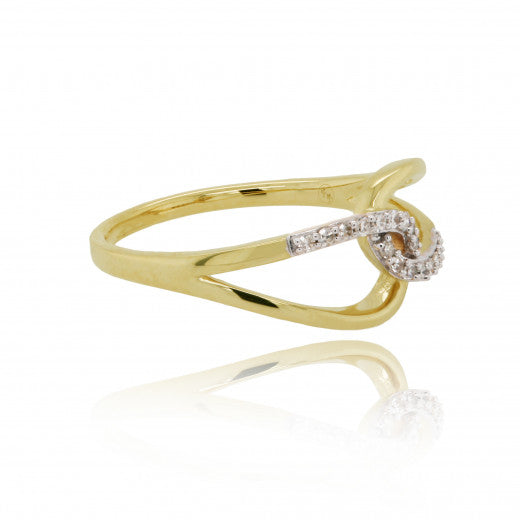 9ct Yellow Gold Diamond Crossover Ring