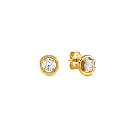 Nomination Cosmiclove Yellow Gold Circle Cubic Zirconia Stud Earrings 241710/054