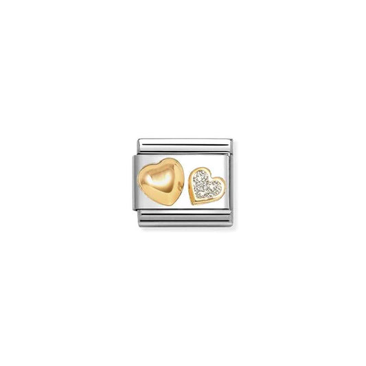 Nomination Composable Classic Gold Heart & Glitter Heart Charm 030220/26