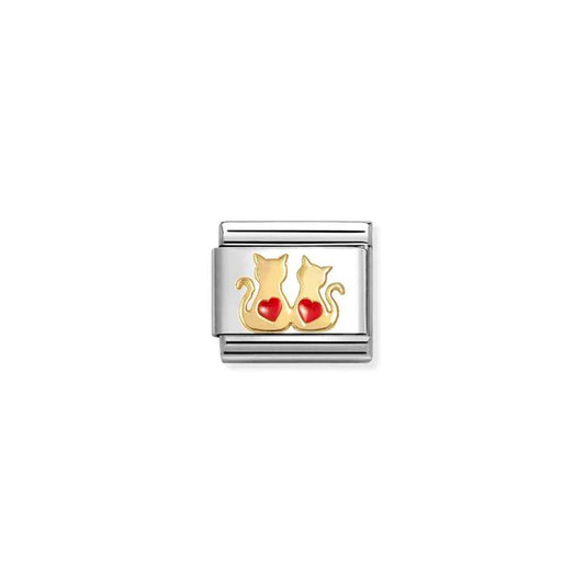 Nomination Composable Classic Gold Cats with Red Enamel Hearts Charm 030285/70
