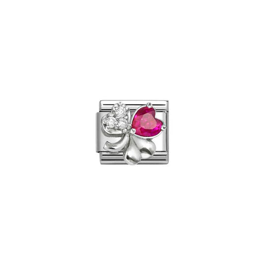 Nomination Composable Classic White and Red Cubic Zirconia Clover Charm 330322/11