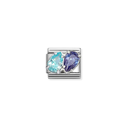 Nomination Composable Classic Light and Dark Blue Cubic Zirconia Teardrop Charm 330329/18
