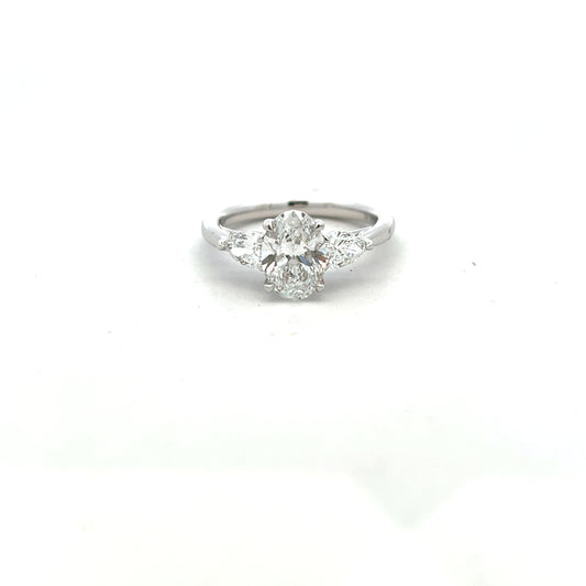 Platinum Laboratory Grown Oval and Pear Cut Diamond Ring Size N