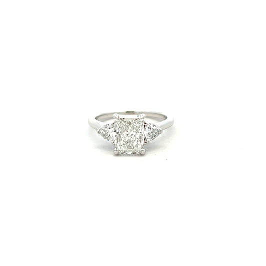 Platinum Radiant and Trilliant Laboratory Grown Diamond Ring Size N
