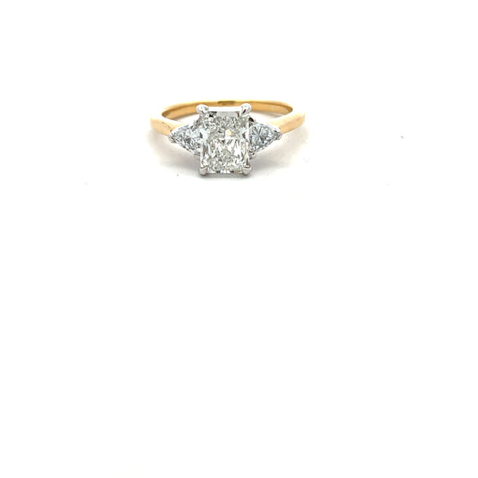 18ct Yellow Gold Radiant and Trilliant Laboratory Grown Diamond Ring Size M