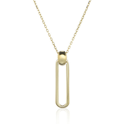 9ct Yellow Gold Paperclip Pendant With Adjustable Chain