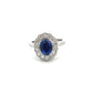 Platinum Laboratory Grown Oval Sapphire and Laboratory Grown Diamond Cluster Ring Size M
