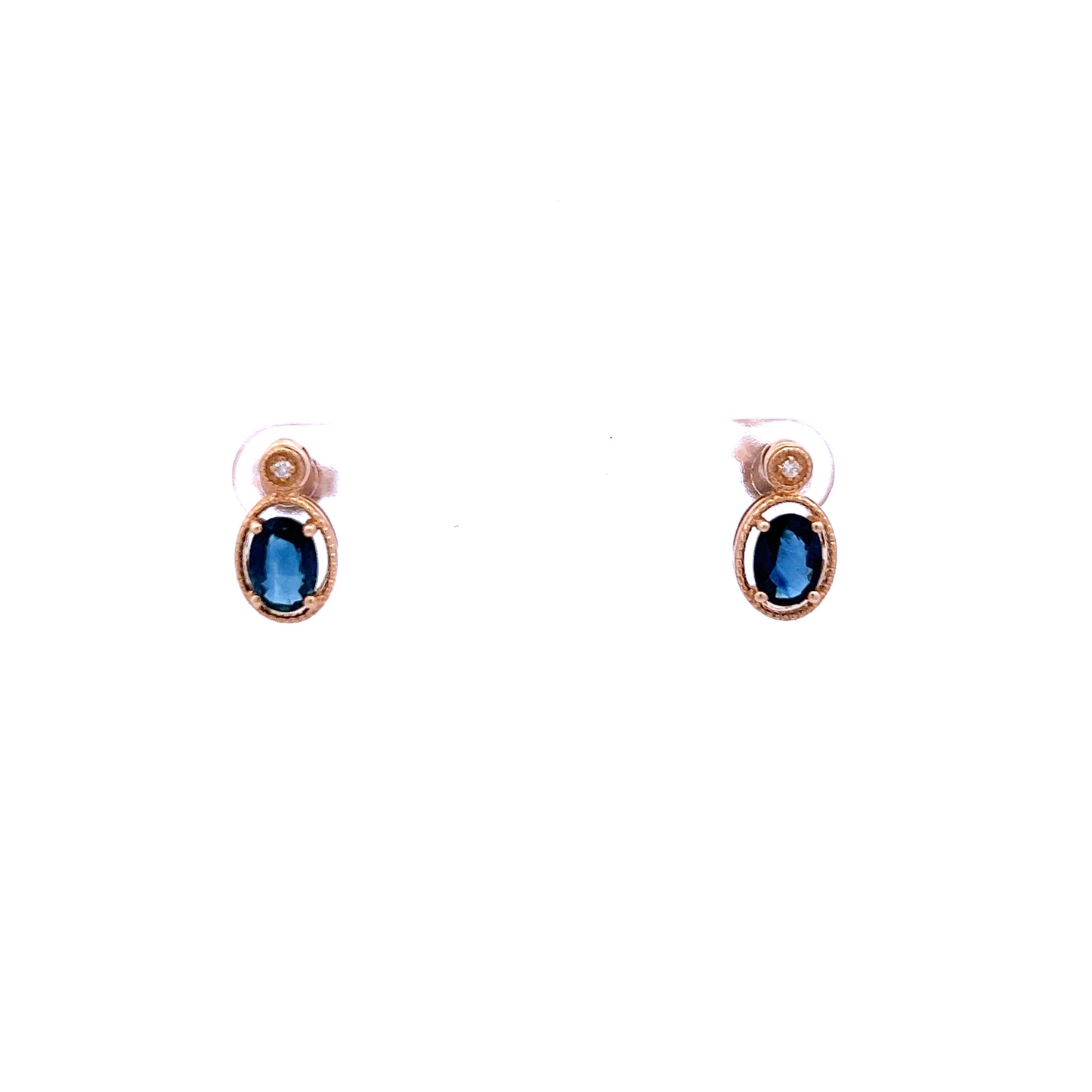 9ct Yellow Gold Sapphire and Diamond Drop Earrings