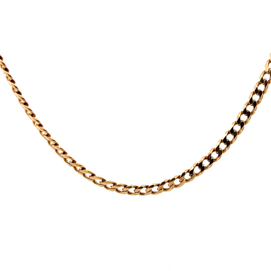 Pre-Owned 22" 9ct Yellow Gold Flat Solid Curb Chain