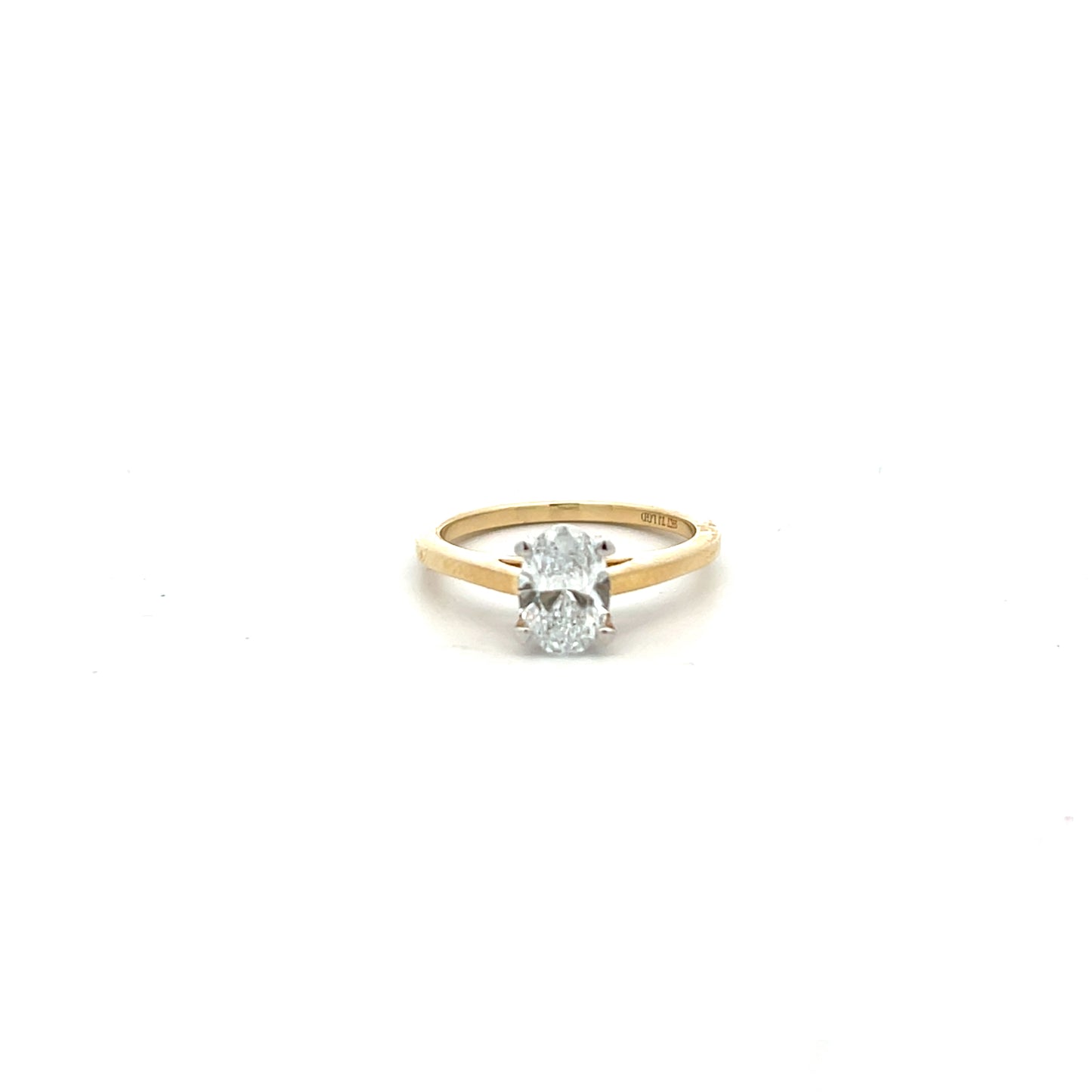9ct Yellow Gold 1.00ct Oval and Brilliant Cut Laboratory Grown Diamond Ring Size N