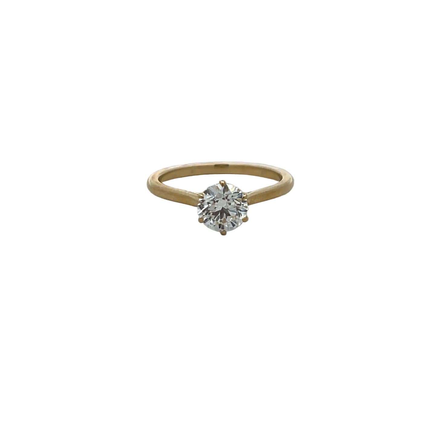 9ct Yellow Gold Laboratory Grown Diamond 1.01ct Brilliant Cut 6 Claw Ring Size M