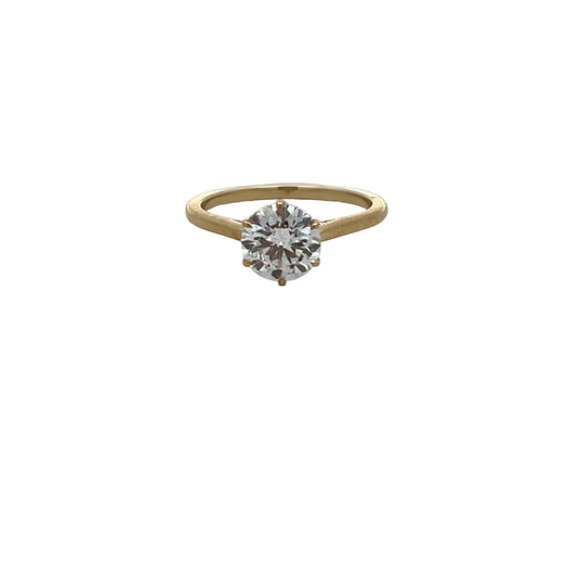 9ct Yellow Gold Laboratory Grown Diamond 1.50ct Brilliant Cut 6 Claw Ring Size M