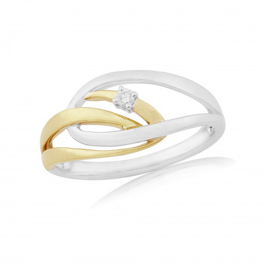 9ct Yellow & White Gold Diamond Strands Ring