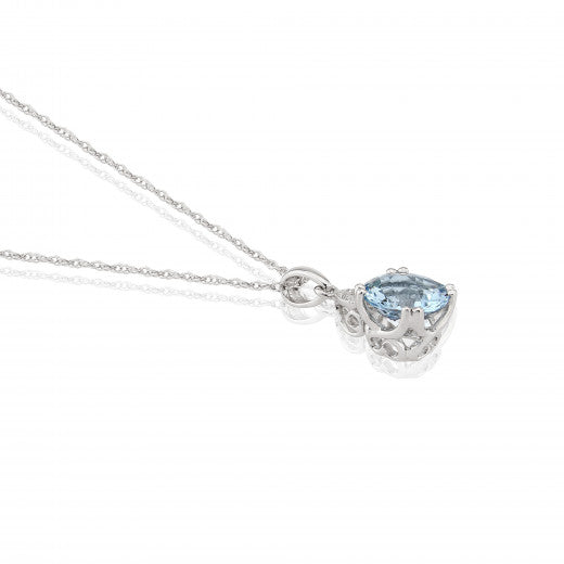 9ct White Gold Aquamarine and Diamond Necklace