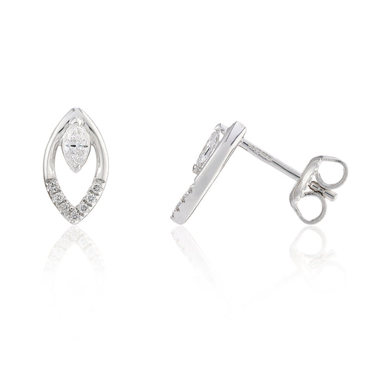 Platinum Marquise and Brilliant Cut Diamond Set Stud Earrings