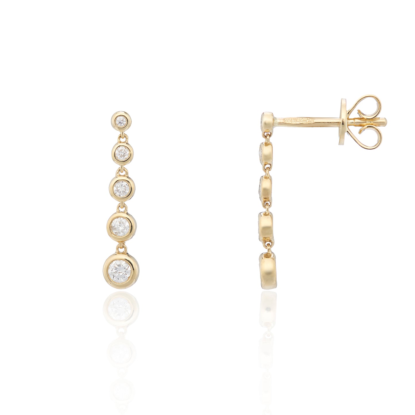 9ct Yellow Gold 0.20ct Diamond Dropper Earrings