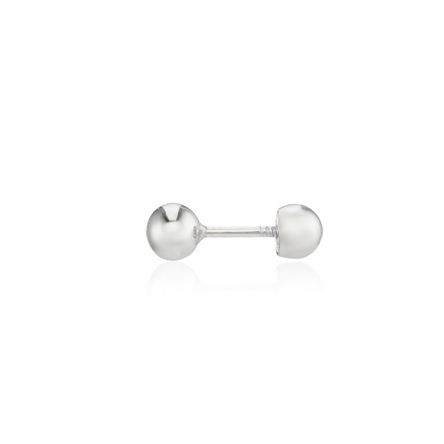 Single 9ct White Gold Polish Ball Labret Stud Earring