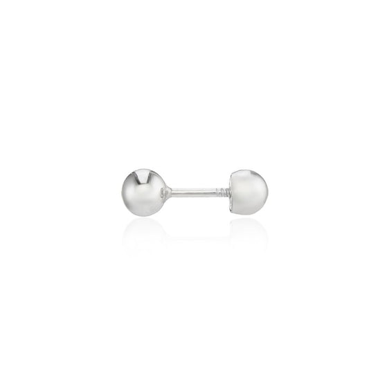 Single 9ct White Gold Polish Ball Labret Stud Earring