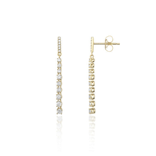 9ct Yellow Gold Diamond Drop Earrings 0.48ct