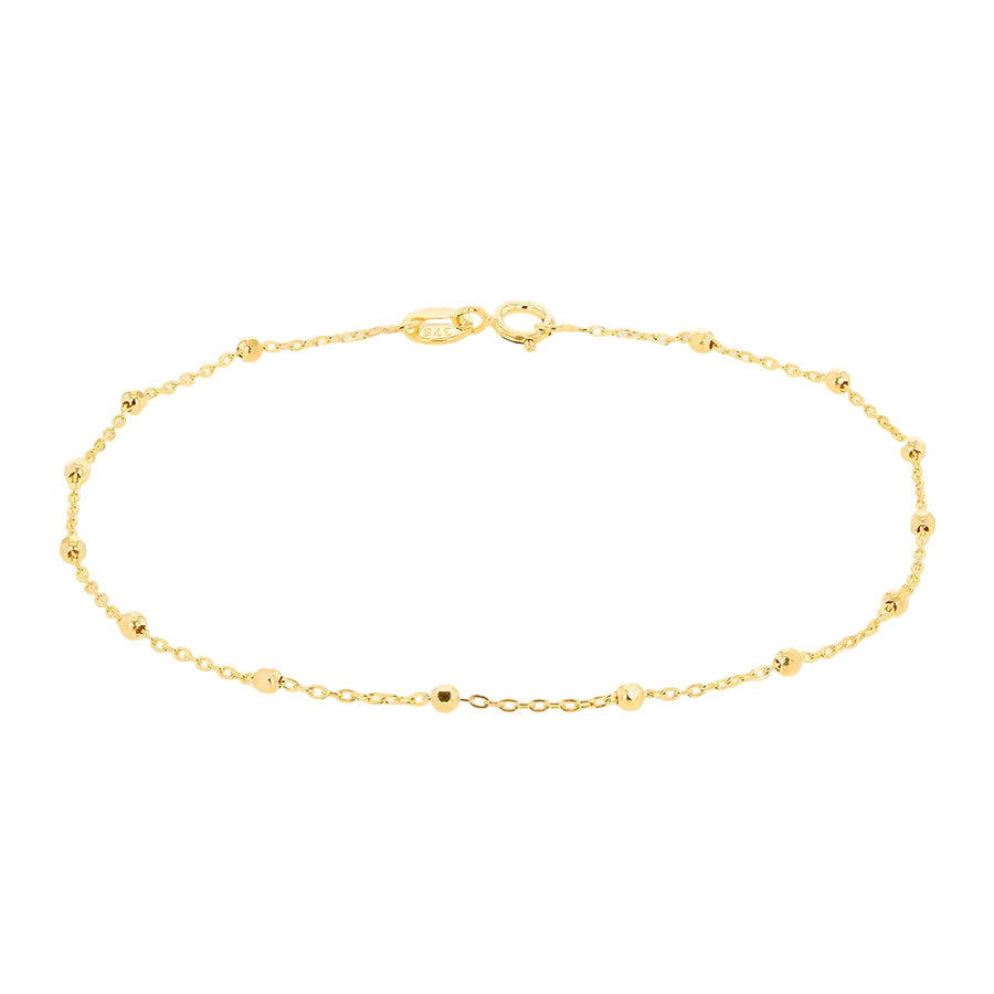 9ct Yellow Gold 1mm Diamond Cut Ball Trace Bracelet