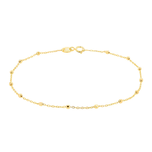 9ct Yellow Gold 1mm Diamond Cut Ball Trace Bracelet